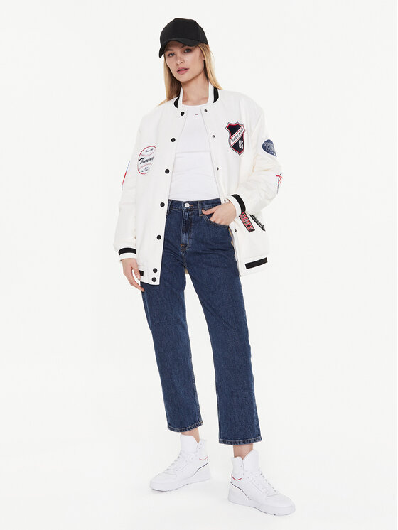 Tommy Jeans Tommy Jeans Яке бомбър Letterman DW0DW14940 Бял Oversize