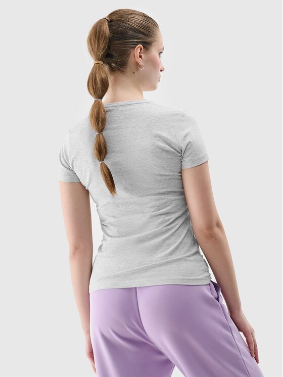 4F 4F T-Shirt 4FWSS24TTSHF1163-27M Szary Slim Fit