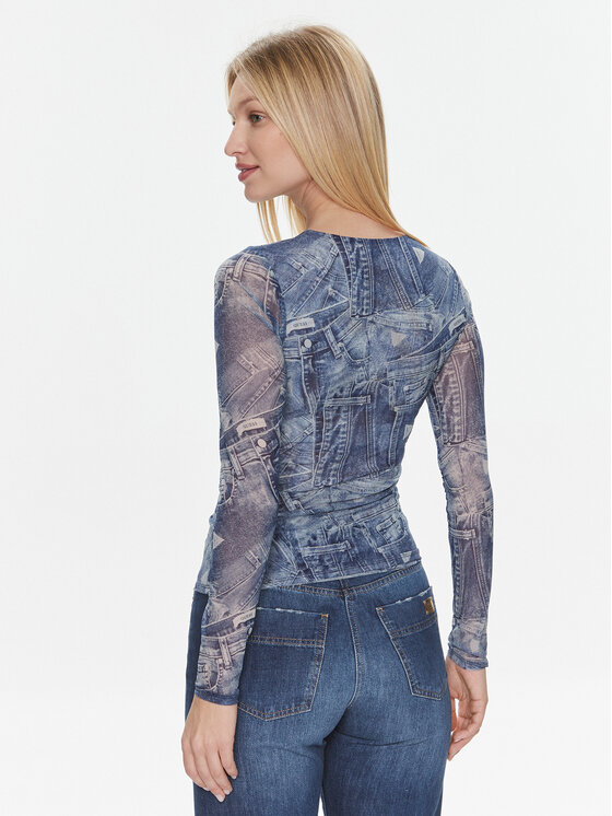 Guess Guess Halenka Ls Cut-Out Brienna T W4RP11 KBAH2 Modrá Slim Fit