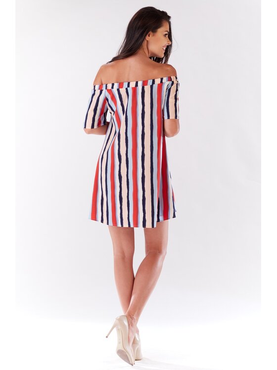Awama Awama Sukienka letnia A175 Kolorowy Basic Fit