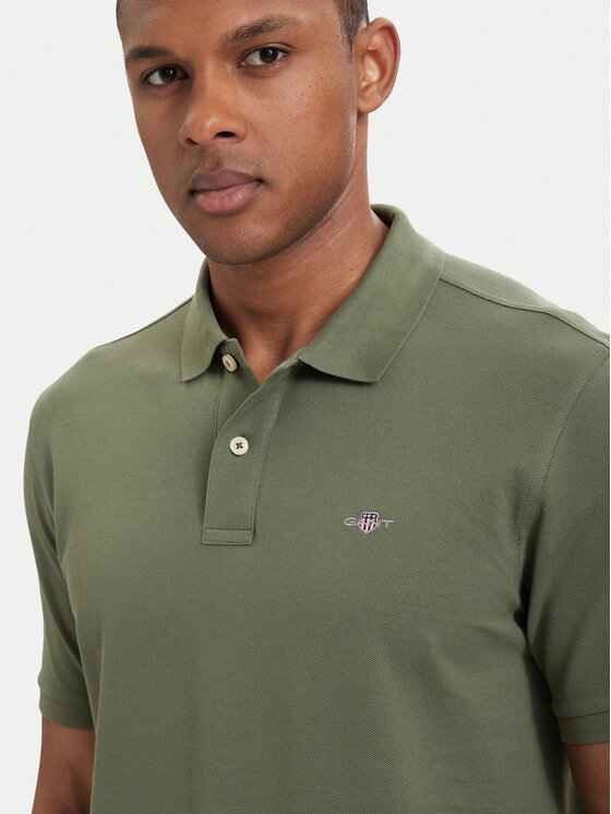Gant Gant Polo marškinėliai Shield  2210 Tamsiai žalia Regular Fit
