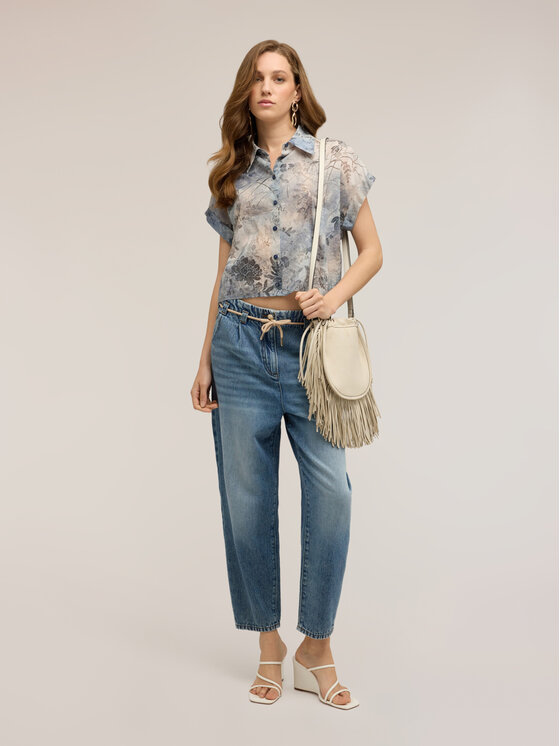 Motivi Motivi Camicia 5092Q001020N0R4 Turchese Boxy Fit
