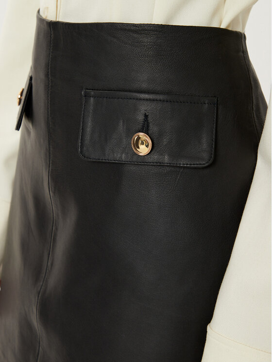 Bruuns Bazaar Bruuns Bazaar Spódnica skórzana GentianB BBW4324 Czarny Slim Fit