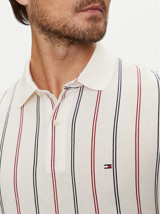 Tommy Hilfiger Tommy Hilfiger Polo Vertical MW0MW35627 Beżowy Regular Fit