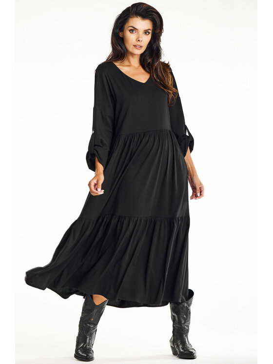Awama Awama Sukienka letnia A669 Czarny Basic Fit