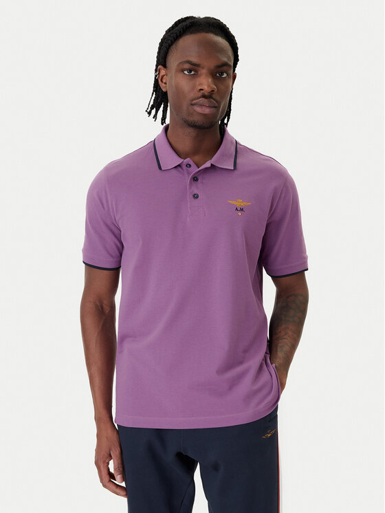 Aeronautica Militare Tricou polo 261PO1308UP00082 Violet Regular Fit