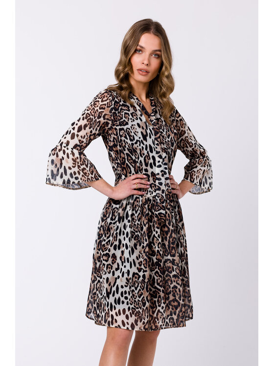 Stylove Stylove Každodenné šaty S337 Hnedá Regular Fit