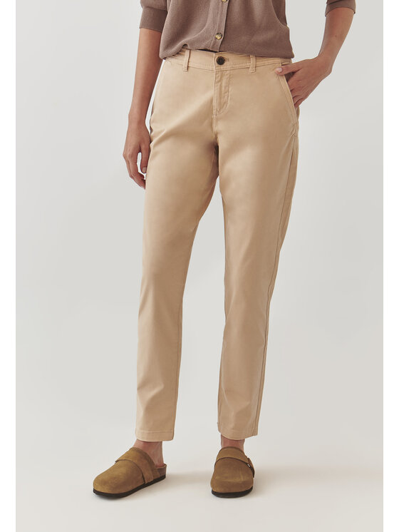 TATUUM TATUUM Kalhoty z materiálu HINO Béžová Skinny Fit