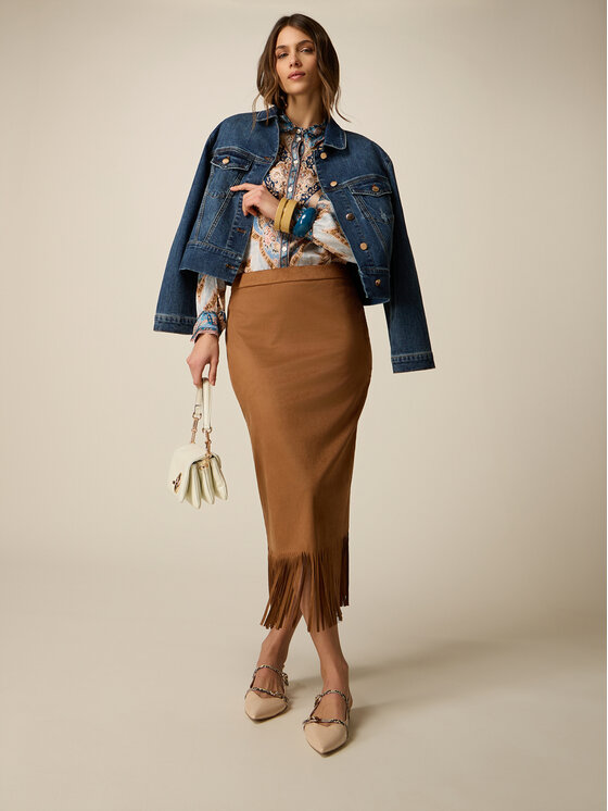 Oltre Oltre Gonna midi 1035R001596N022 Marrone Slim Fit