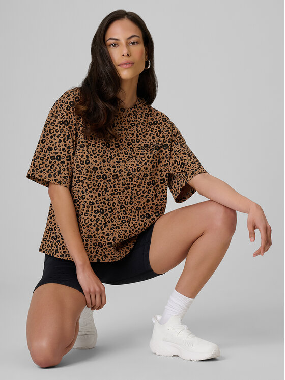 4F 4F T-Shirt ESSENTIAL Brązowy jasny Loose Fit