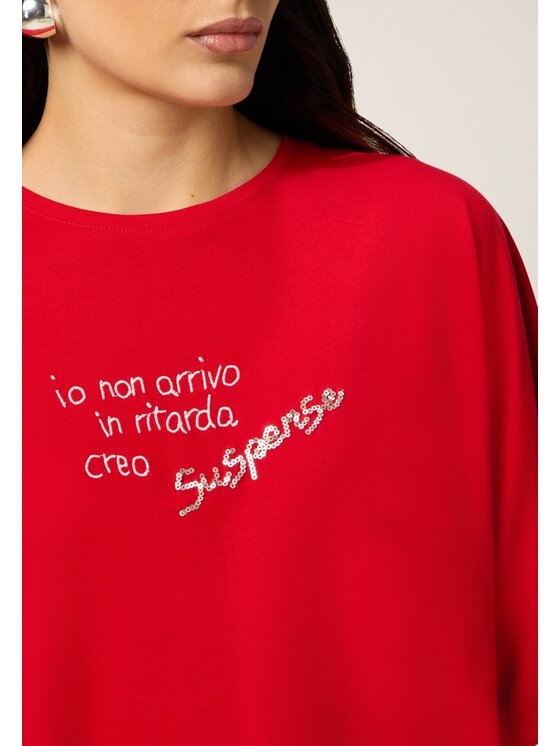 Oltre Oltre T-shirt G035J004395N016 Rosso Boxy Fit