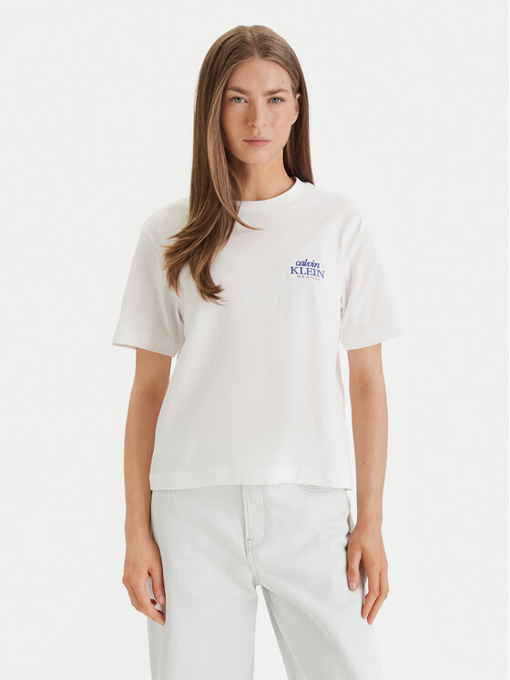 Calvin Klein Jeans Tricou LV047F801G Alb Boxy Fit