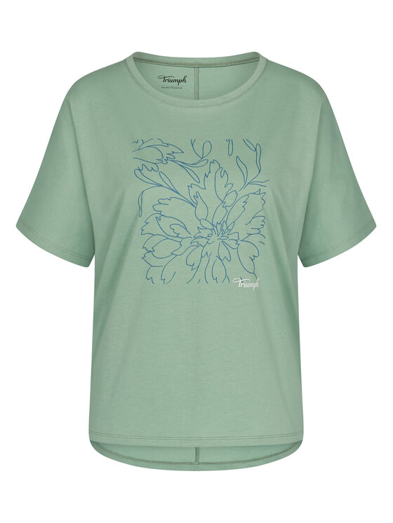 Triumph Triumph Koszulka piżamowa Mix & Match 10218281 Zielony Relaxed Fit