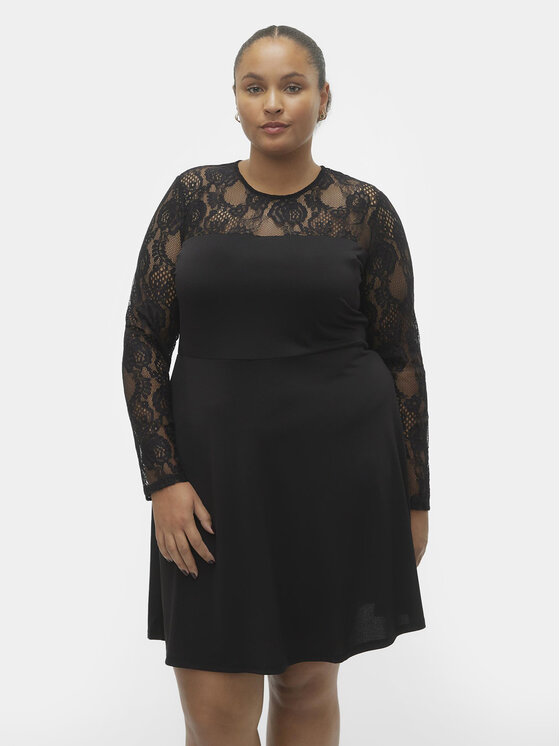 Vero Moda Curve Kokteiļkleita 10305860 Melns Regular Fit