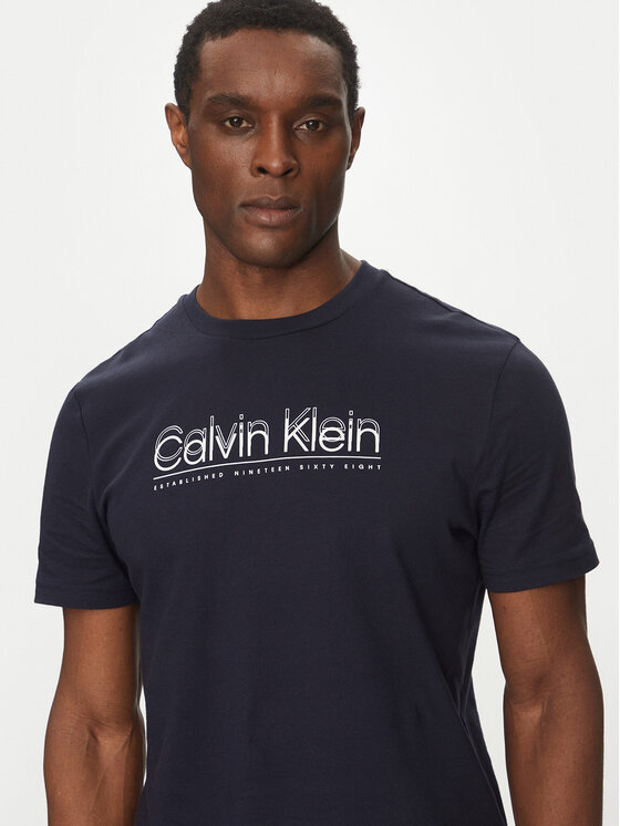 Calvin Klein Calvin Klein T-shirt Double Logo K10K114149 Tamnoplava Regular Fit