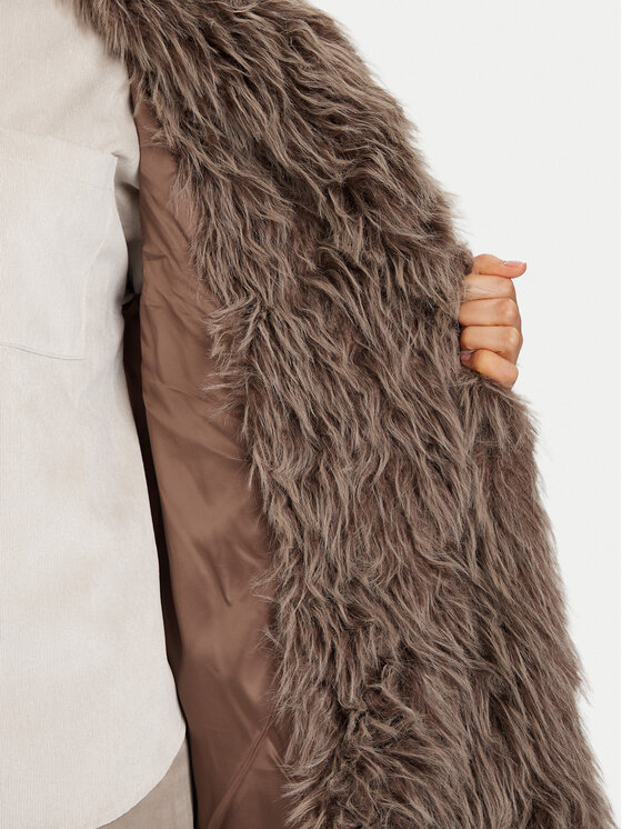 Eleh Eleh Кожено палто Grigio Fango EFW250305 Кафяв Regular Fit