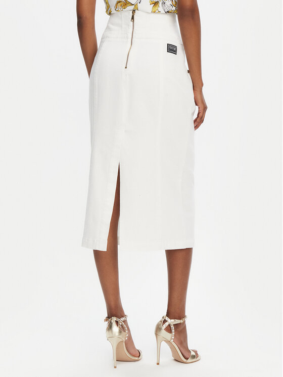 Versace Jeans Couture Versace Jeans Couture Džinsinis sijonas 78HAE85E Balta Regular Fit