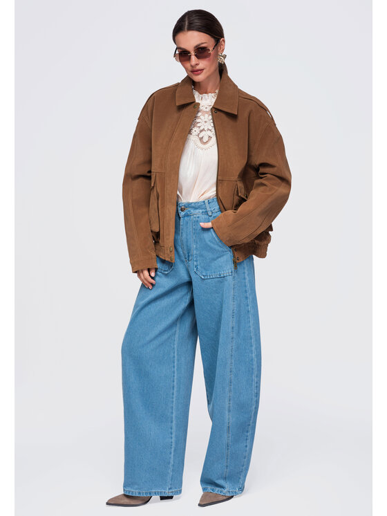 Ombre Ombre Kurtka przejściowa OW-JANP-0142 Beżowy Relaxed Fit