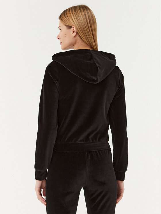 2005 2005 Mikina Velour Zip Hoodie Čierna Regular Fit