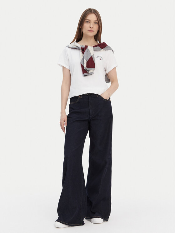Tommy Hilfiger Tommy Hilfiger Tricou UW0UW04525 Alb Relaxed Fit