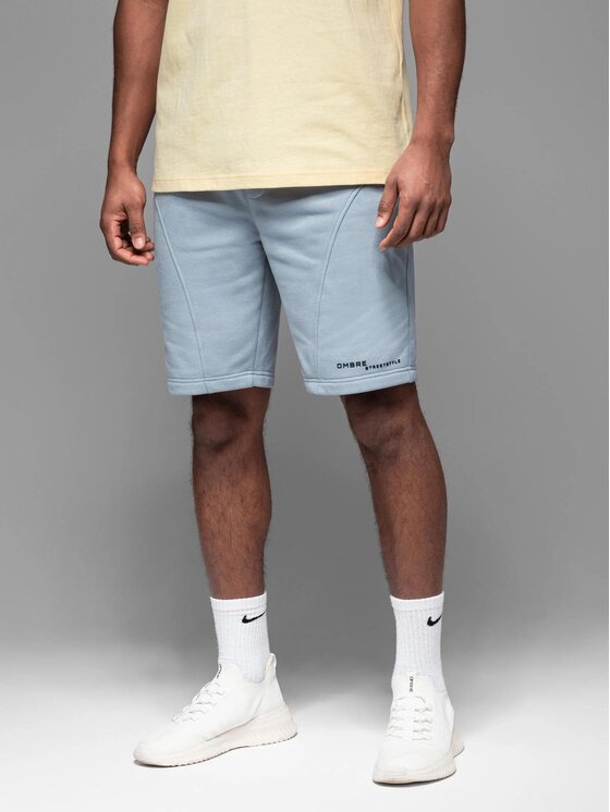 Ombre Ombre Šortky z materiálu OM-SRSK-0138 Modrá Slim Fit