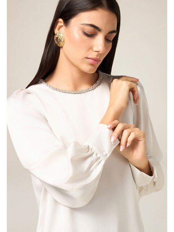 Oltre Oltre Blusa 2482R003046N011 Bianco Regular Fit