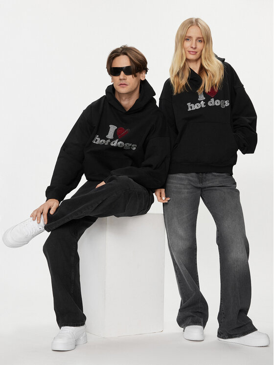 2005 2005 Mikina Unisex Hot Dogs Černá Oversize