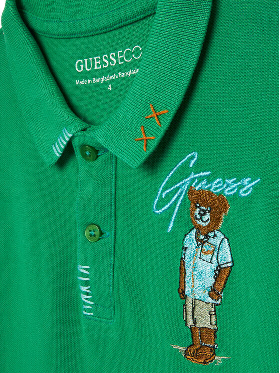 Guess Guess Tricou polo N6GP01 K9WF4 Verde Regular Fit
