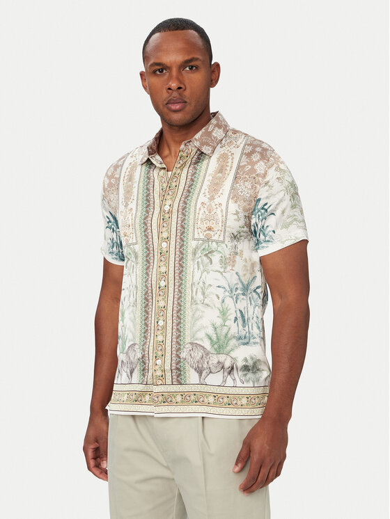 Guess Cămașă M6YH88 W3424 Bej Regular Fit