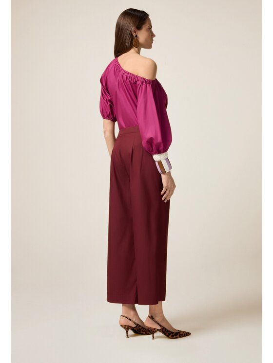 Oltre Oltre Spodnie materiałowe P085R108719N036 Bordowy Baggy Fit