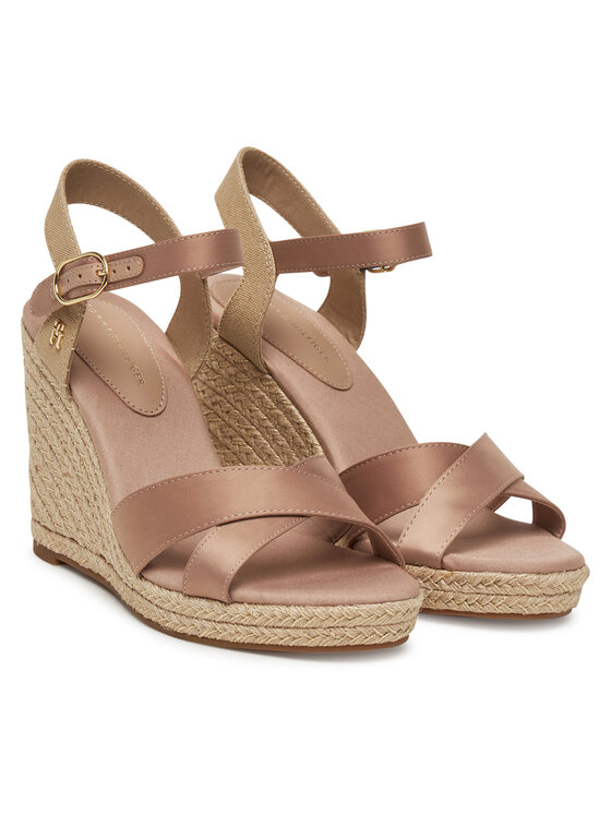 Tommy Hilfiger Tommy Hilfiger Espadrilles Satin High Wedge Espadrille FW0FW08602 Rózsaszín