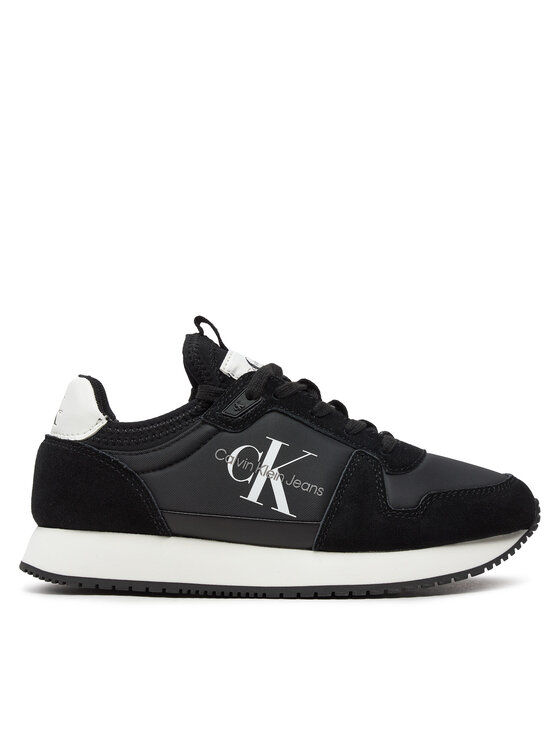 Calvin Klein Jeans Snīkeri Runner Sock Laceup Ny-Lth W YW0YW00840 Melns