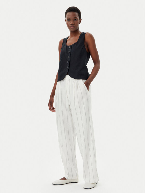 Gap Gap Kalhoty z materiálu 713998-01 Écru Wide Leg