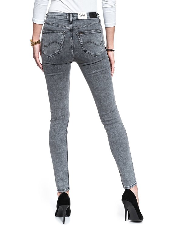 Lee Lee Jeansy SCARLETT HIGH Szary Skinny Fit