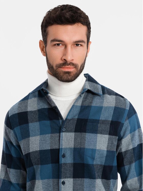 Ombre Ombre Košile OM-SHCS-0150 Tmavomodrá Regular Fit