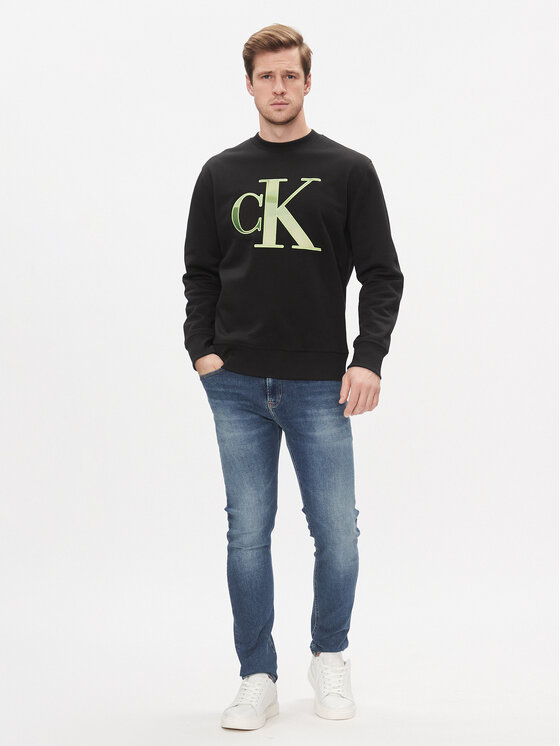Calvin Klein Jeans Calvin Klein Jeans Majica dugih rukava Monologo J30J325028 Crna Regular Fit