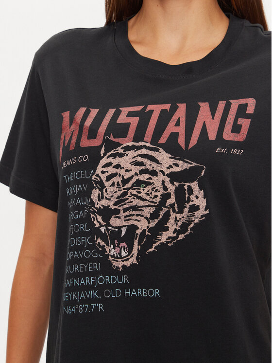 Mustang Mustang T-krekls Floris 1015457 Melns Relaxed Fit