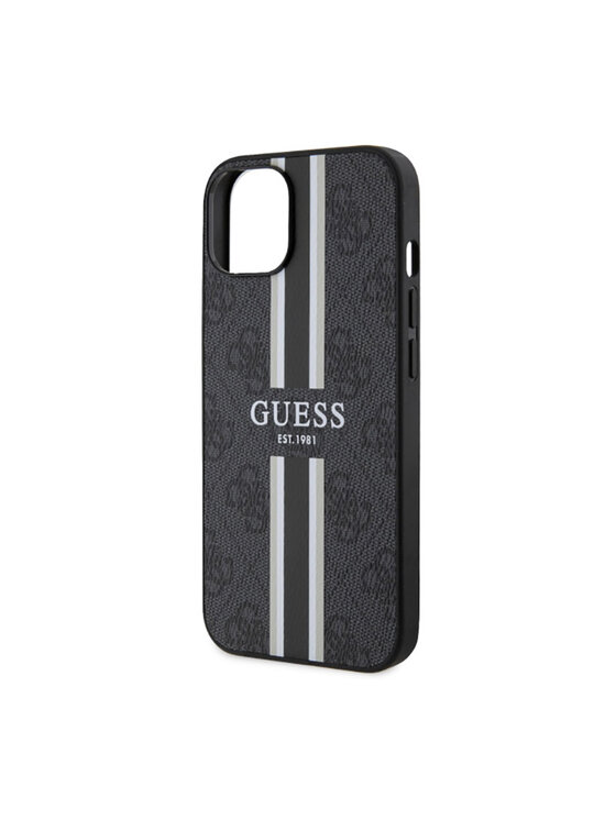 Guess Guess Etui na telefon 4G Printed Stripes MagSafe Czarny