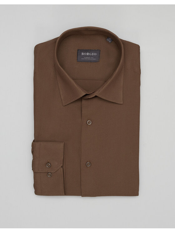 Borgio Borgio Koszula licodia Brązowy Classic Fit
