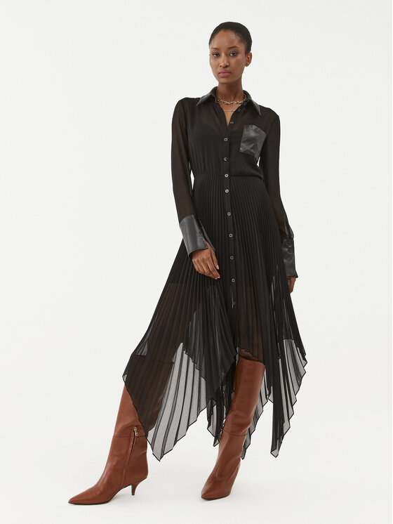 Patrizia Pepe Rochie tip cămașă 8A1139/A3ZQ-K103 Negru Regular Fit