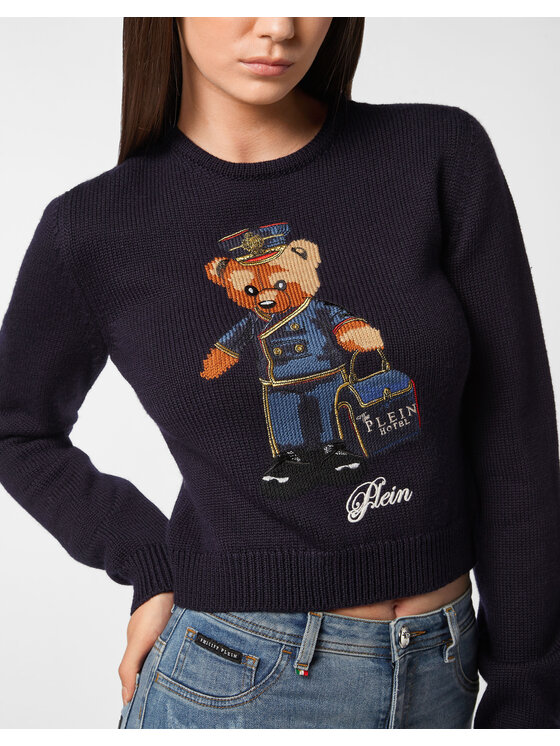 PHILIPP PLEIN PHILIPP PLEIN Sweter 27255 Granatowy Regular Fit