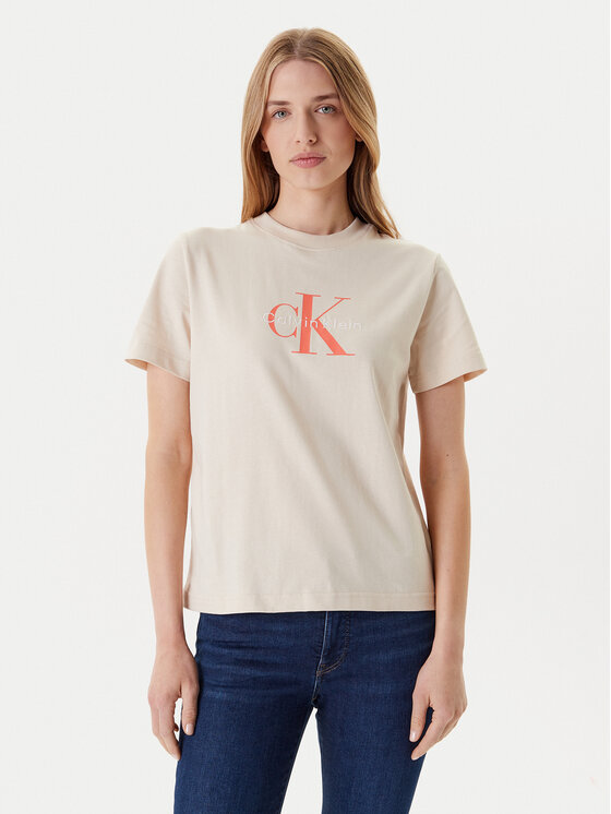Calvin Klein Jeans T-Shirt Hero Classic LV047B865G Beżowy Regular Fit