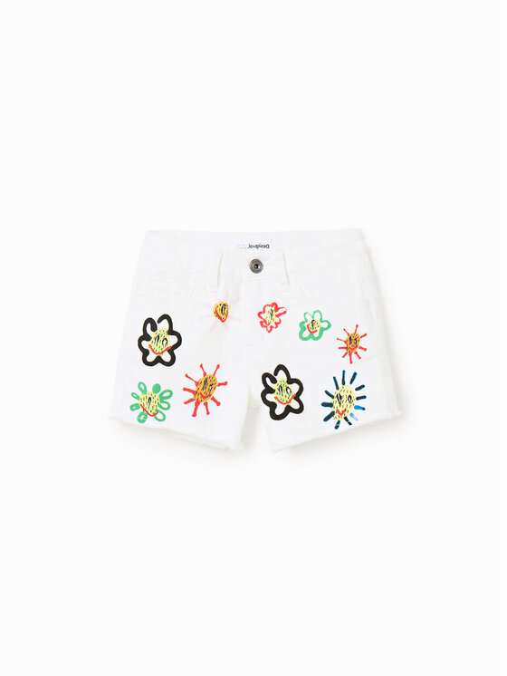 Desigual Desigual Džínsové šortky 23SGDD07 Biela Regular Fit