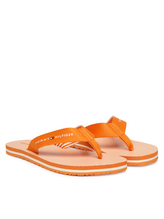 Tommy Hilfiger Tommy Hilfiger Flip flop Th Ithaca Stripe Summer Sandal FW0FW09192 Portocaliu