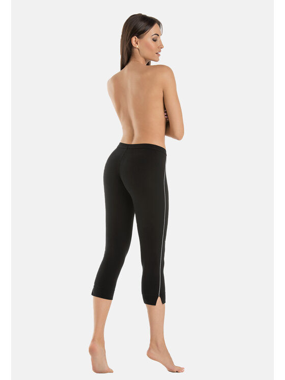 Teyli Teyli Legginsy bawełniane Athletico 3/4 Czarny Regular Fit