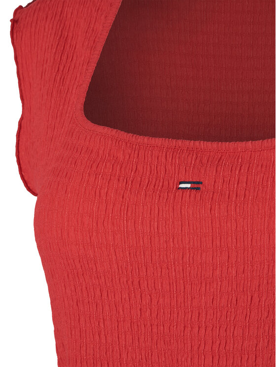Tommy Jeans Tommy Jeans Top Smock Seersucker DW0DW22220 Czerwony Slim Fit