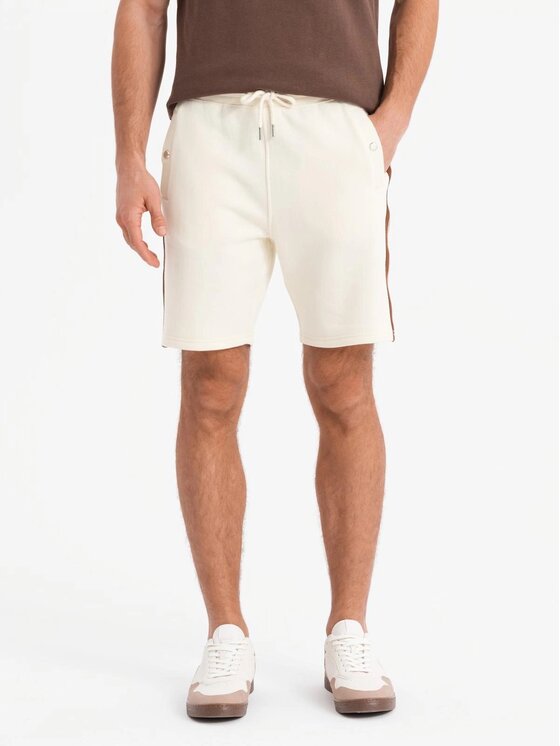 Ombre Ombre Szorty materiałowe OM-SRSK-0156 Écru Regular Fit