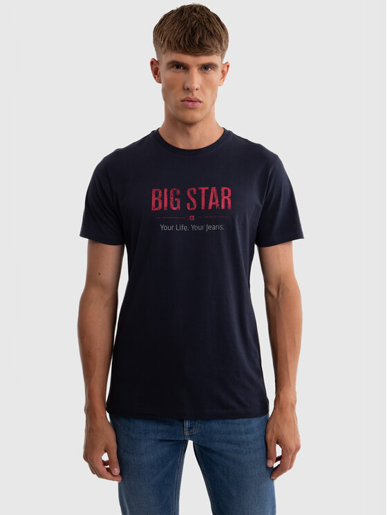 BIG STAR BIG STAR T-Shirt BRUNO Granatowy Basic Fit