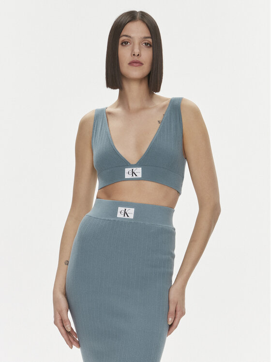 Calvin Klein Jeans Top Variegated J20J222625 Modrá Slim Fit