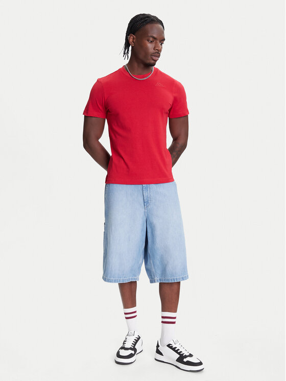 Kappa Kappa Marškinėliai Logo Korpo Cafers 304J150 Šviesiai raudona Slim Fit